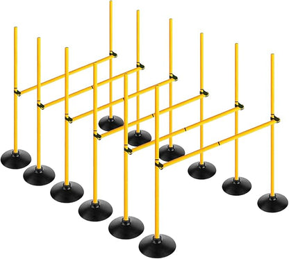 Adjustable Height Agility Hurdle Set Multi-Function Soccer Trainning Pole Set Coaching Sticks with Rubber Base