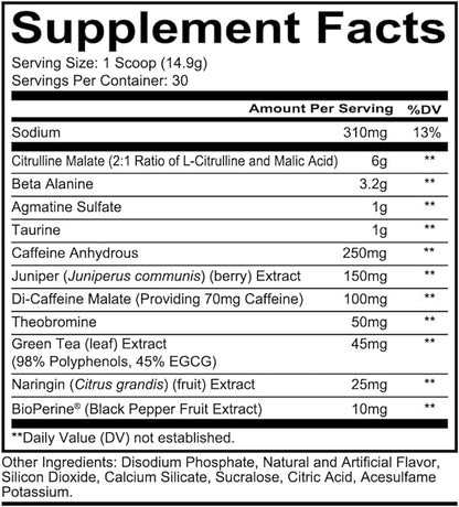 REDCON1 Total War Pre Workout, Grape - Fast Acting Caffeinated Preworkout for Men + Women with Beta Alanine - Contains Citrulline Malate for Increased Pump, Blood Flow (30 Servings)