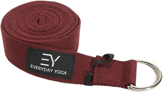 Everyday Yoga Super Strong Strap with Metal D-ring Buckle - Improve Flexibility, Stretching, and Physical Therapy Fitness.