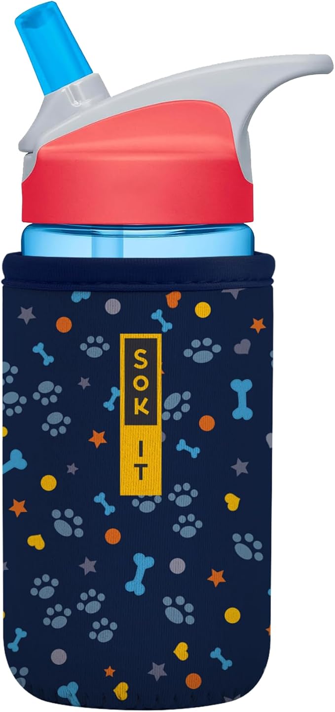 Sok It BotlSok Water Bottle Sleeve Insulated Neoprene Cover (Paws and Bones, Fits 12oz CamelBak or Nalgene)