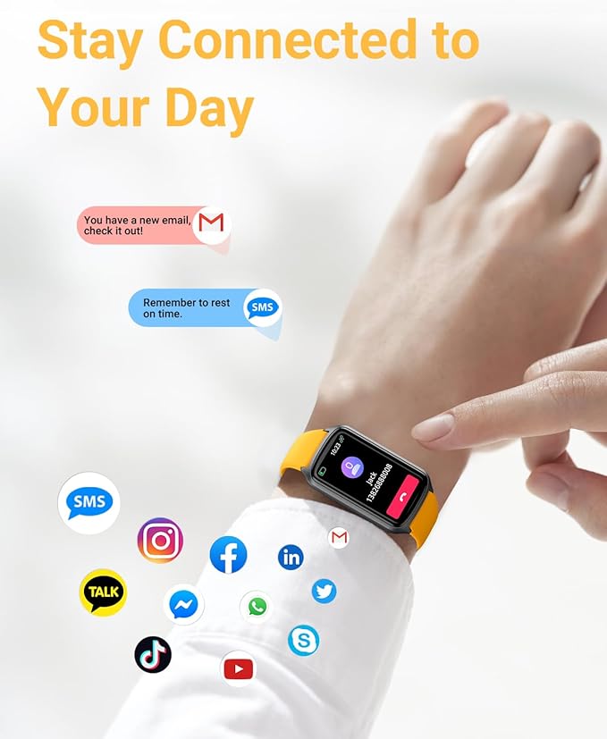 Health Fitness Tracker with 24/7 Heart Rate, Blood Oxygen, Blood Pressure, Sleep Tracker, 5ATM Waterproof Activity Trackers with Step Tracker, Pedometer (S & L Bands Included)