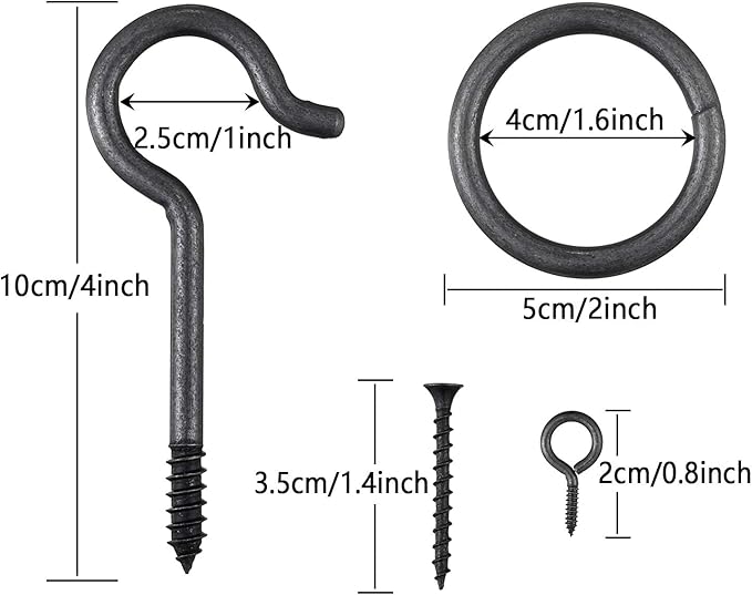 2 Set Hook and Ring Toss Game Hardware Set,Include Nylon String,Mounting Screws,Ring and Iron Hook for DIY Indoor or Outdoor Family Fun(2set)