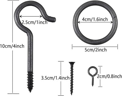 2 Set Hook and Ring Toss Game Hardware Set,Include Nylon String,Mounting Screws,Ring and Iron Hook for DIY Indoor or Outdoor Family Fun(2set)
