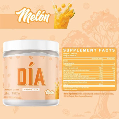 Primeval Labs Dia Hydration Electrolyte Powder | Vitamin C + Zinc, Taurine & Electrolytes | Low Sugar Daily Hydration Drink | 40 Serving Tubs | Melon