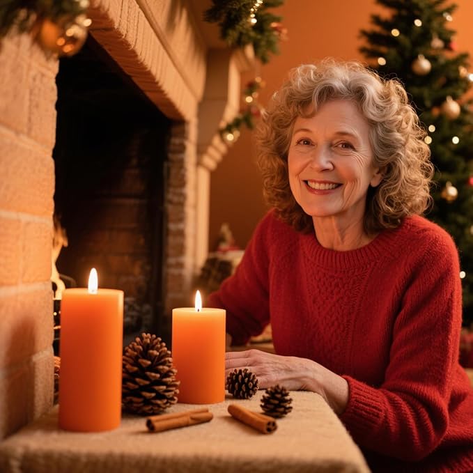 3 Packs 2.8x6 Inch Orange Pillar Candles, Unscented Dripless Non-Toxic Smokeless Long Lasting Fall Colored Cylinder Candles for Thanksgiving Day Home Dinner Table Power Outage Emergency