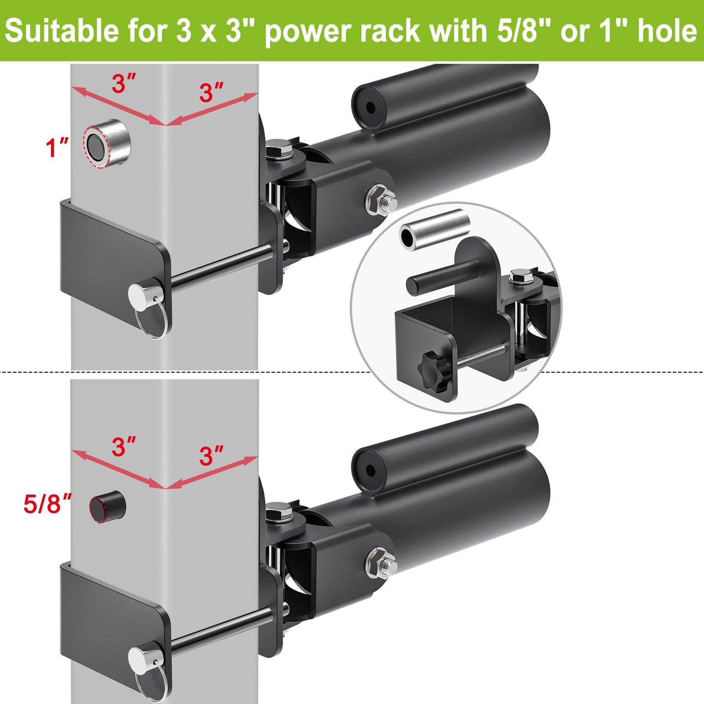 SELEWARE Landmine Attachment for 3"x3" Power Rack with 5/8" or 1" Hole