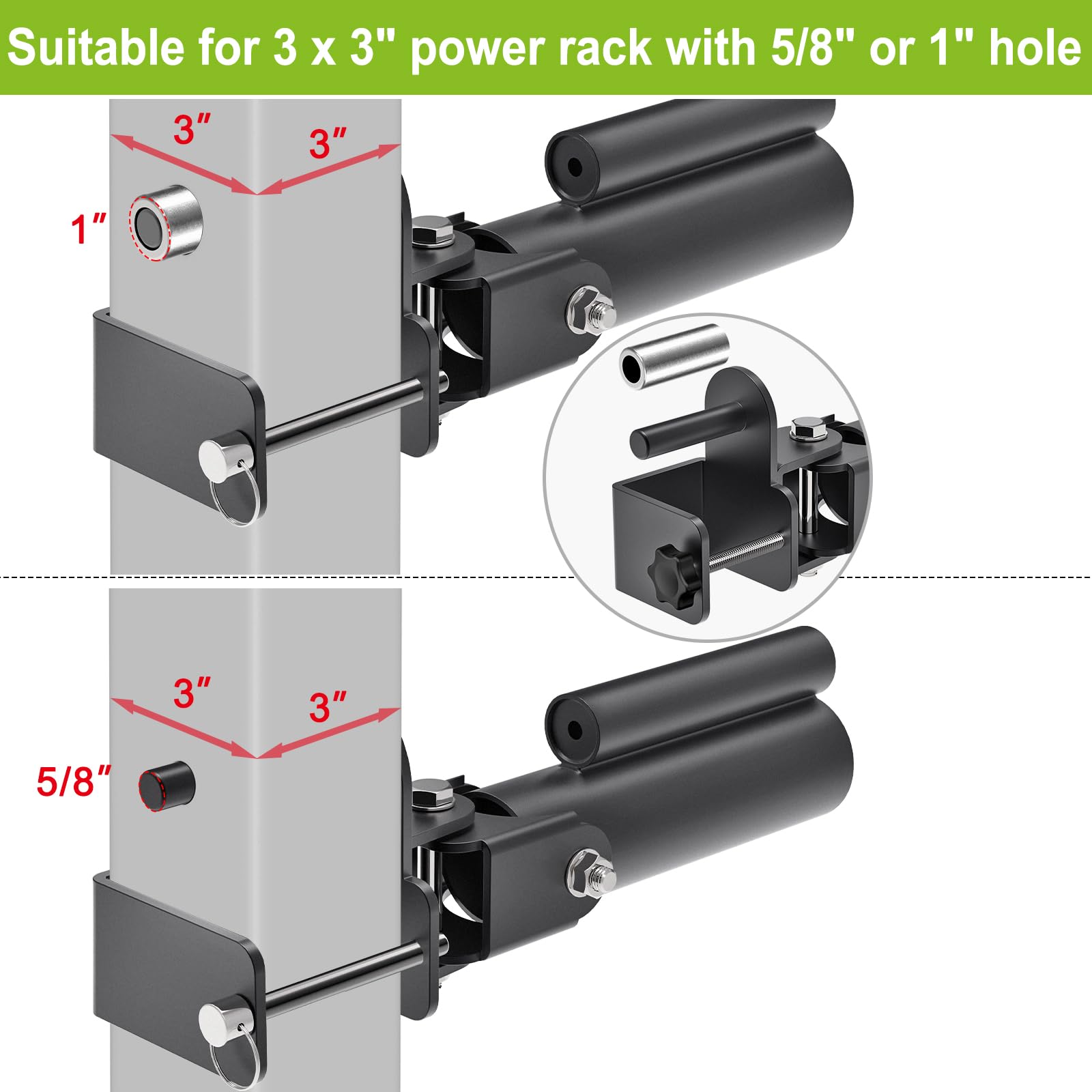 SELEWARE Landmine Attachment for 3"x3" Power Rack with 5/8" or 1" Hole