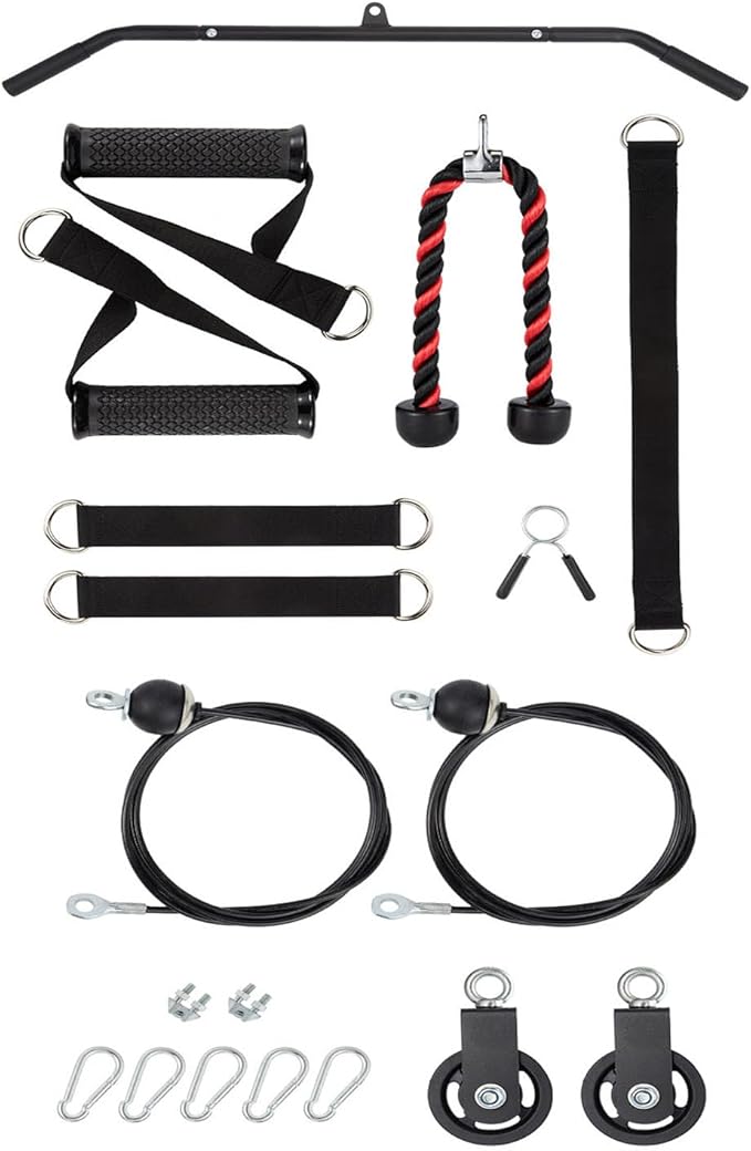 Smith Machine, Power Cage Squat Rack with Cable Crossover, Dual Pulley System, Pull-Up Bar, Home Gym Workout Equipment with Attachments for Strength Training and Weightlifting