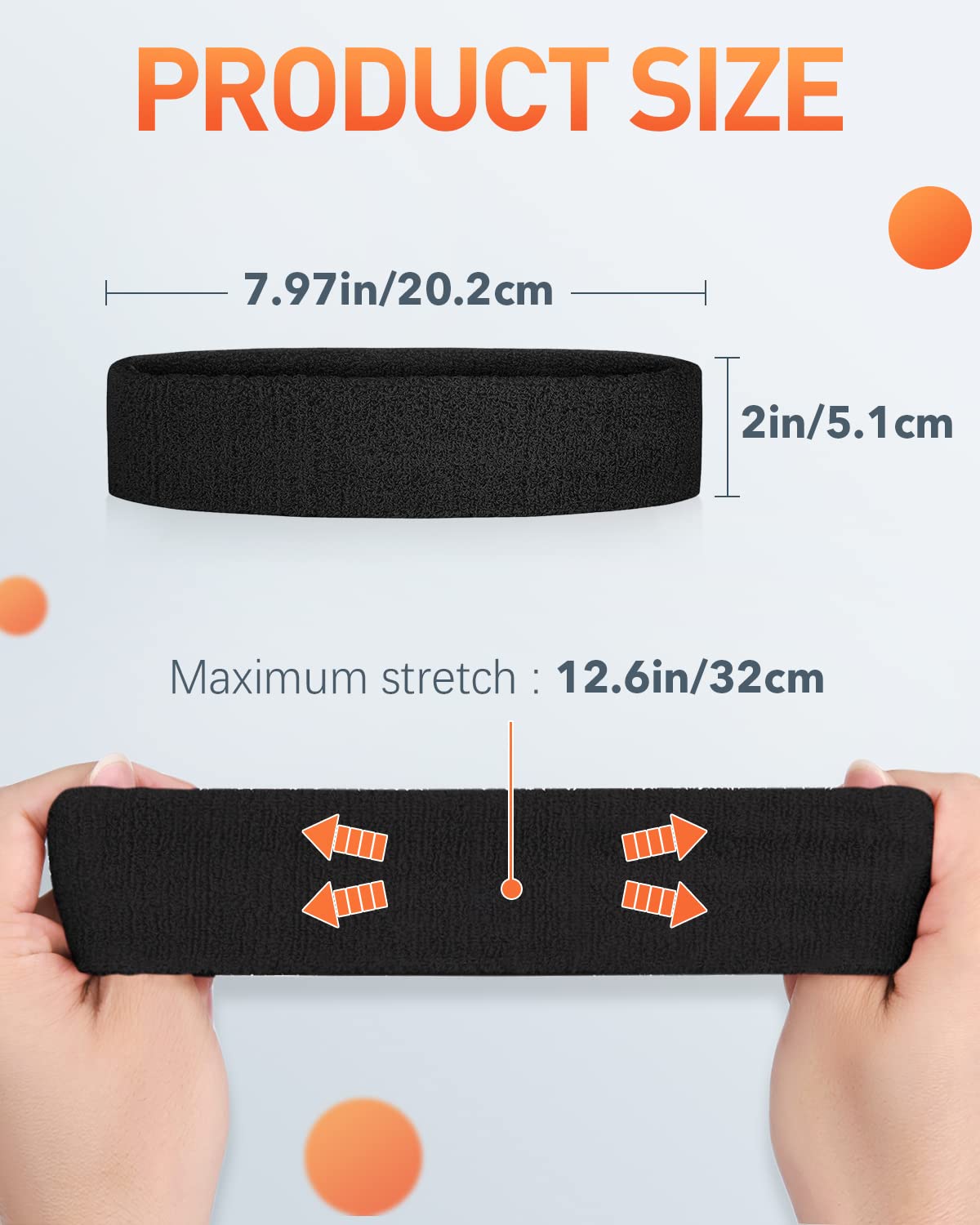 Tanluhu Sweatbands Sport Headbands for Men & Women,Terry Cloth Sweat Band for Tennis, Running