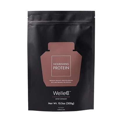 WelleCo, Nourishing Protein, Premium Organic Sprouted Brown Rice & Pea Protein, Chocolate Flavour, 300g (10.5oz) Pouch
