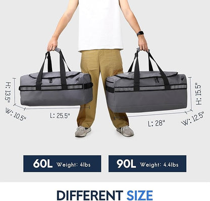 Haimont Gym Duffel Backpack Bag for Men Large Sports Duffle Bags with Backpack Straps for Hiking Travel Weekender Workout, Water Resistant, Gray, 90L