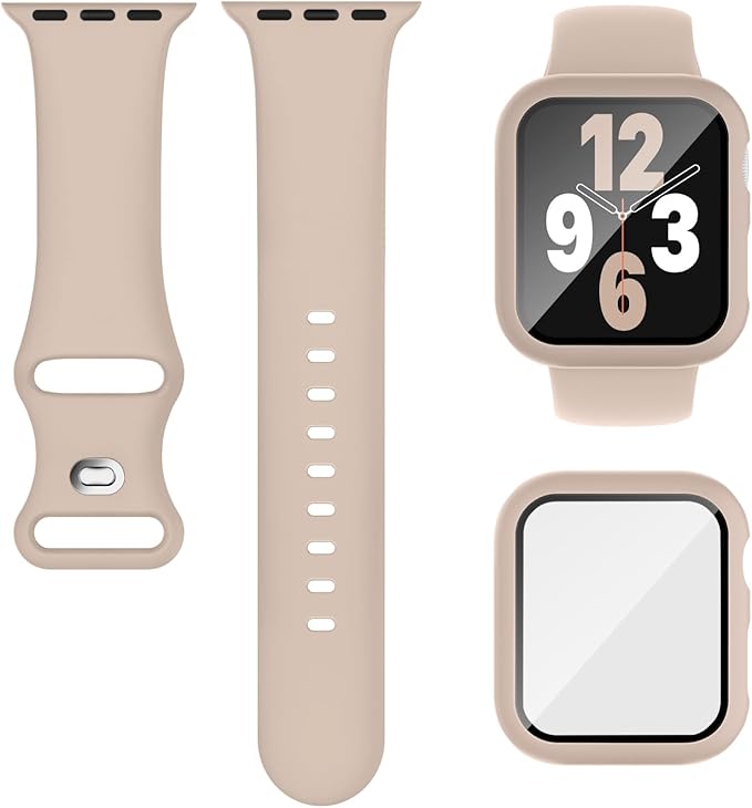 Compatible for Apple Watch Series 11 10 Band 42mm and Case with Screen Protector, Soft Silicone Sport Strap Bands and Protective Cover with Tempered Glass for iWatch Series 11 10