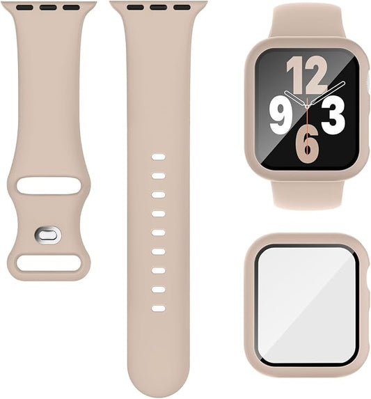 Compatible for Apple Watch Series 11 10 Band 42mm and Case with Screen Protector, Soft Silicone Sport Strap Bands and Protective Cover with Tempered Glass for iWatch Series 11 10