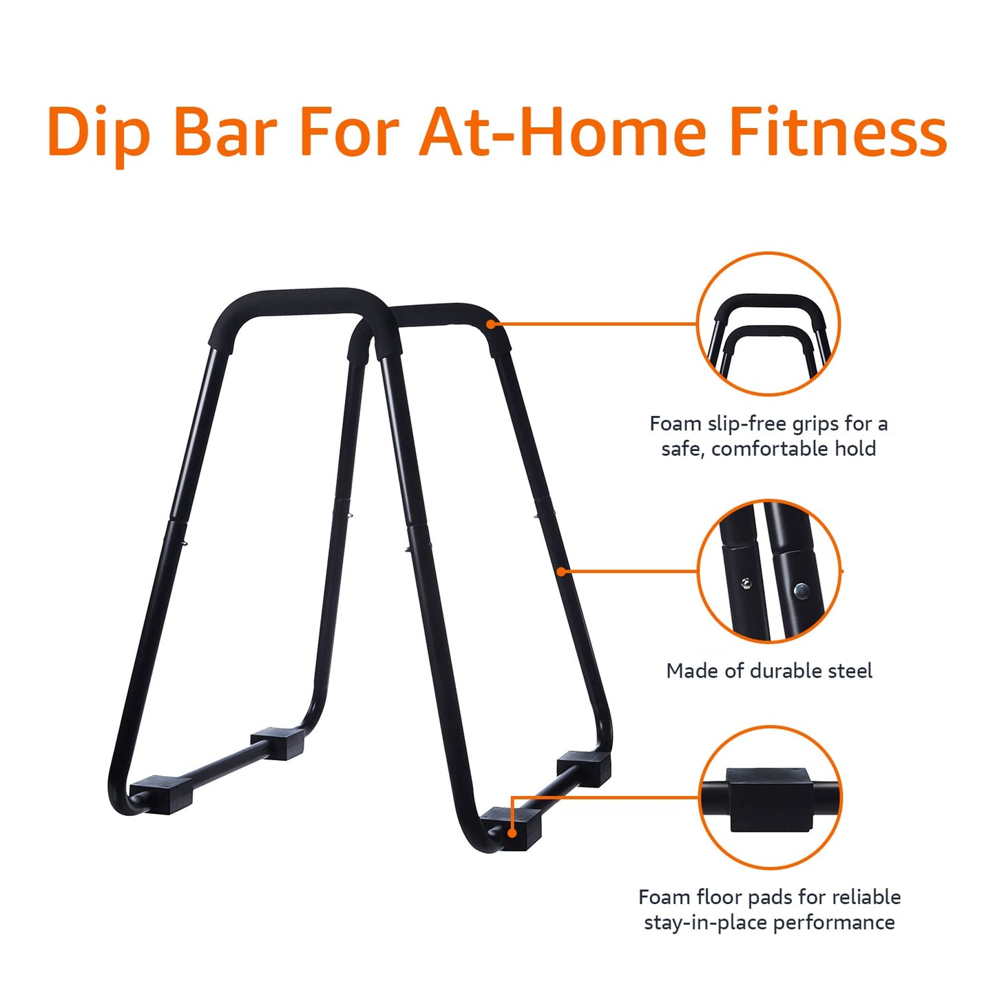 Amazon Basics Dip Bar Station, Portable Strength Training Stand for Tricep Dips & Calisthenics