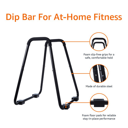 Amazon Basics Dip Bar Station, Portable Strength Training Stand for Tricep Dips & Calisthenics