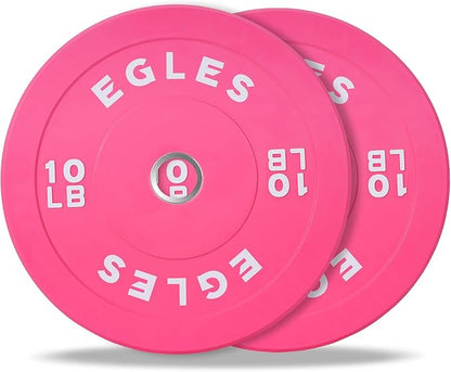 EGLES Vibrant Colorful Olympic Weight Plates, Rubber Barbell Plates, 2-inch Standard Virgin Rubber Bumper Plate 10 15 25 35 45LB for Home Gym Weightlifting, Strength Training, Fit Workouts