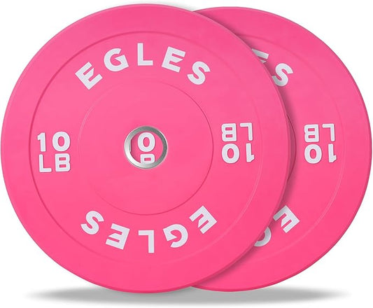 EGLES Vibrant Colorful Olympic Weight Plates, Rubber Barbell Plates, 2-inch Standard Virgin Rubber Bumper Plate 10 15 25 35 45LB for Home Gym Weightlifting, Strength Training, Fit Workouts