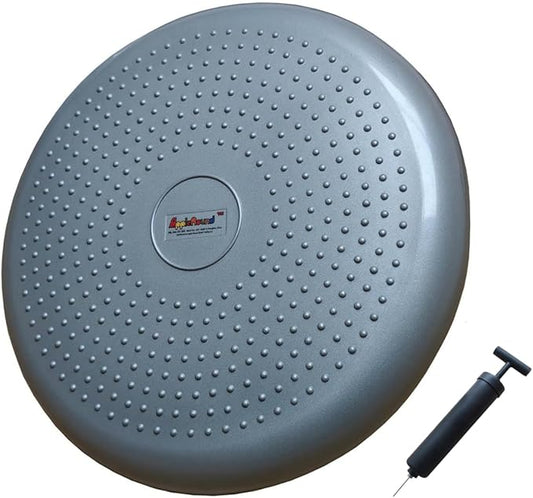 AppleRound Inflated Wobble Cushion with Hand Pump, Air Stability Board (Extra Thick), Core Balance Disc for Adults, Sensory Wiggle Seat for Kids, Flexible Seating for All Age, 13.5in / 34cm Diameter