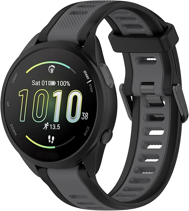 Compatible with Garmin Forerunner 165 Watch Band, 20mm Width Silicone Replacement Bands for Garmin Vivoactive 3 / Vivoactive 5 / Forerunner 55, 245, 645 Music Smartwatch