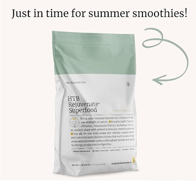 BIG BOLD HEALTH HTB Rejuvenate Superfood Plant-Based Protein Powder ??Himalayan Tartary Buckwheat with Polyphenols & 17g Protein ??Gut Support & Immune Balance (Vanilla Flavor)