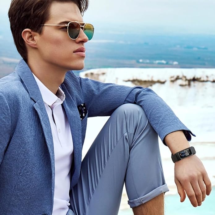 Sport Loop Nylon Watch Bands Compatible with Fitbit Charge 6/5, Adjustable Breathable Replacement Soft Nylon Loop Wristband for Women/Men