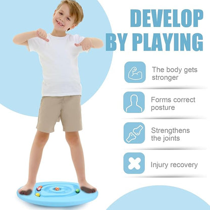 Maze Balance Board for Kids Plastic Wobble Rocker Balance Board with Mini Balls Load 170lb for Balancing Exercise Equipment Game Girls Boys Physical Therapy, 18.5 x 14.57 Inches