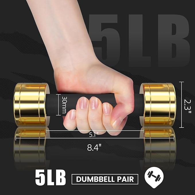 TECHNOAGE Round Dumbbell Sets with Steel Handle, Odorless Neoprene rubber Handle Cover