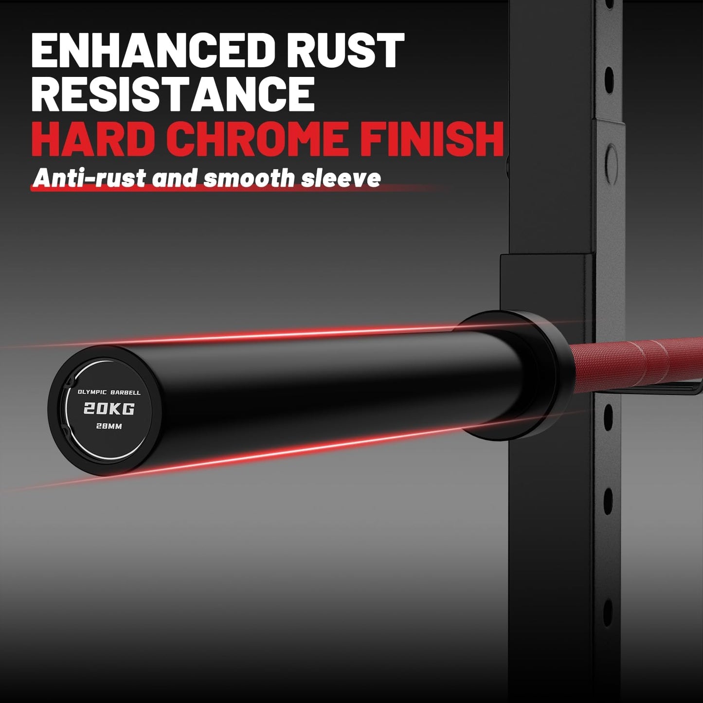 PAPABABE 7ft Barbell Olympic Barbell 1000lb Capacity Home Gym Red Elite