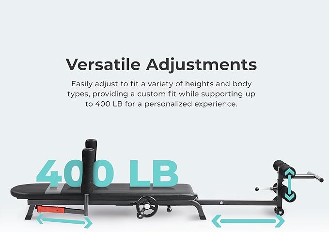 Sunny Health & Fitness Full Body Traction & Stretch Decompression Bench/Table Machine for Lumbar Stretching, Lower Back Pain Relief, Improved Posture Correction, Rehab, Spinal Compression, Flexibility