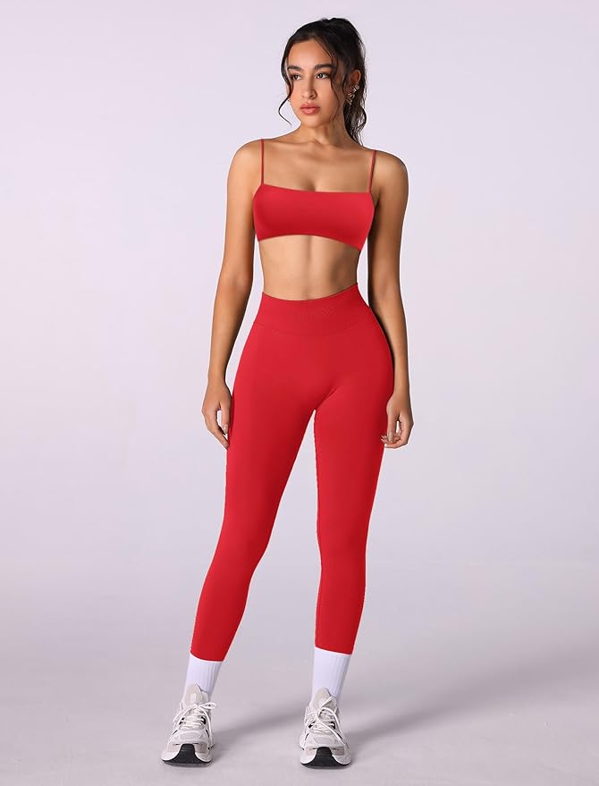Workout sets for women 2 piece:Spaghetti Straps BacklessTop Bra and High Rise leggings for yoga