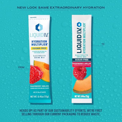Liquid I.V.® Hydration Multiplier Sugar-Free - Raspberry Melon | Electrolyte Powder Drink Mix | 1 Pack (14 Servings)