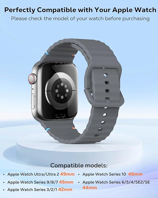 MoKo 2Pack Sport Watch Band Compatible with Apple Watch Band Ultra3/2/1 49mm/Series 11/10/9/8/7/6/5/4/3/2/1/SE3/SE2/SE 46/45/44/42/41/40/38mm,Adjustable Breathable Strap