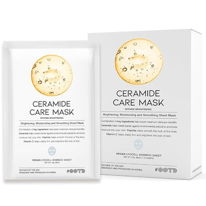 #OOTD Ceramide Brightening Sheet Mask For Face, Moisturizing, Anti Aging Ceramide, Peptide, Vitamin C, EVE Vegan 10EA