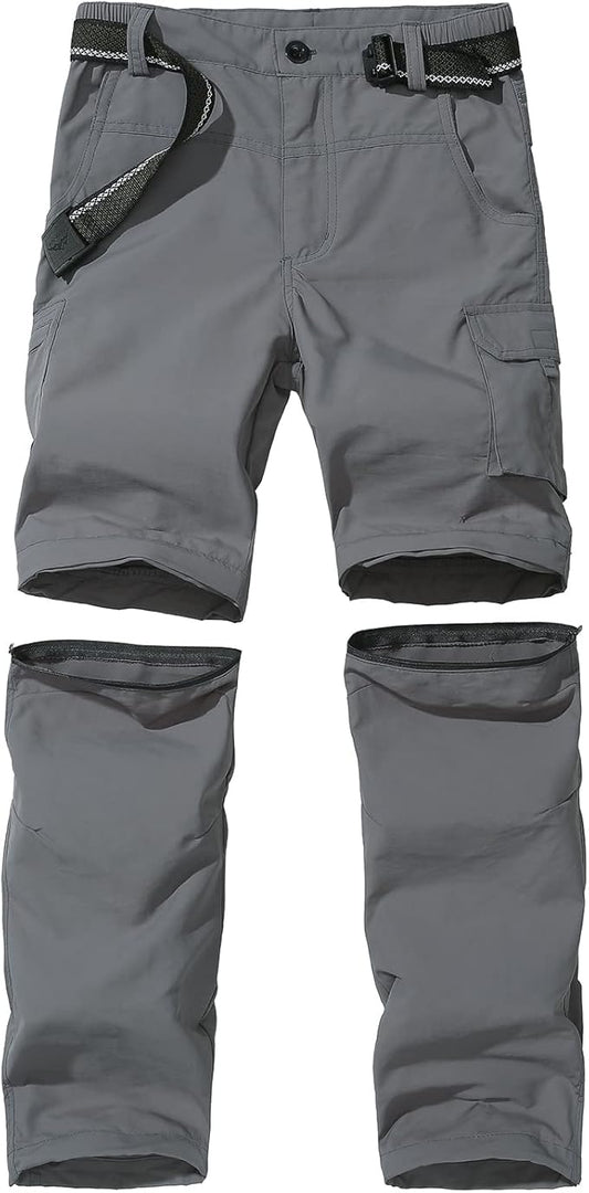 Boy’s Convertible Hiking Pants Lightweight Quick Dry Zip Off Pants for Kids Youth Outdoor UPF 50+