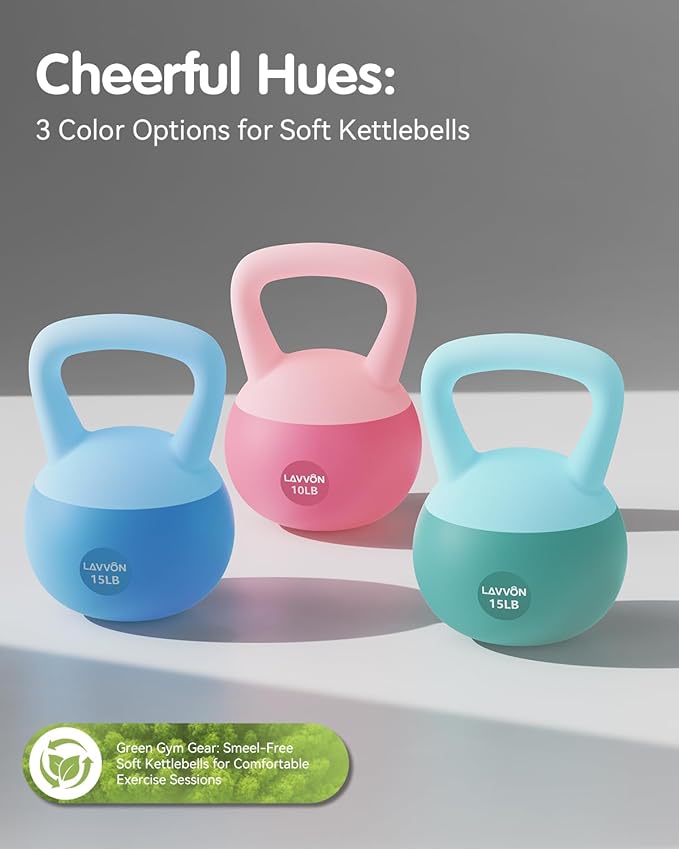 Soft Kettlebell - Cushioned Impact-Resistant Base and Anti-Slip, Kettle bell Anti-Slip Grip Weight for Home Workouts, Safe Strength Training Kettlebells Sets for Women & Men, With Non-slip Gloves
