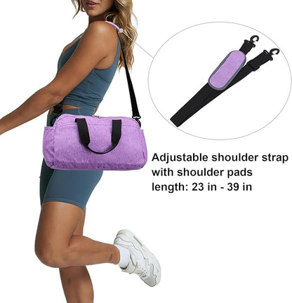 14 inch Small Gym Bag for Women & Men, Mini Duffel Bag for Travel Sports Lightweight Carry On Bag, Light Purple