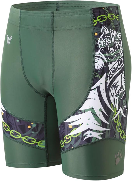 HUGE SPORTS Men's Rash Guard Swim Shorts Compression Swimming Jammer Cool Dry Active Swimsuit