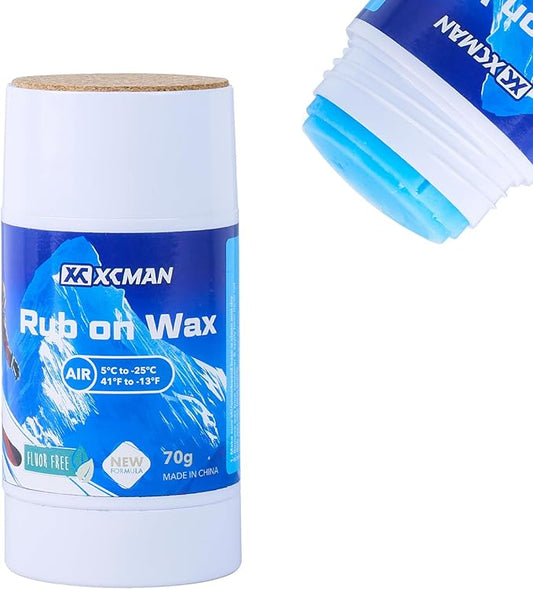 XCMAN Rub on Quick Wax for Ski/Snowboard/Nordic/Cross-Country with Easy cork applicator 70g, Universal Wax for Most Temperature, New Formula Snowboard Wax PFAS-free