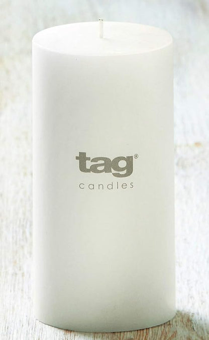 TAG Chapel 3X6 White Pillar Paraffin Wax Candle Unscented Drip-Free Long Burning 85 Hours for Home Decor Wedding Parties 3x6 White