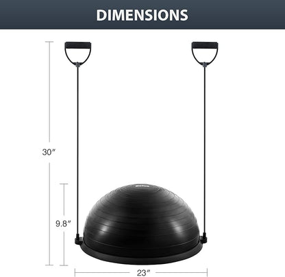 ZELUS Balance Ball Trainer with Resistance Bands and Foot Pump, Inflatable Yoga Ball for Home Gym Workouts, 23 Inch Exercise Half Ball for Balance Training Core Strength Fitness More, 330lb Cap