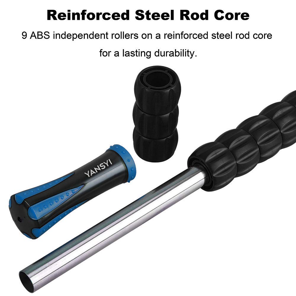 YANSYI Professional 9-Roller Deep Tissue Massage Stick - Portable Muscle Recovery Roller for