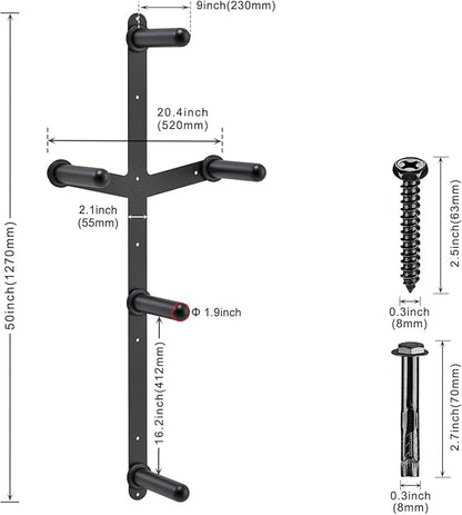 "Kipika Weight Plate Storage Rack - Wall Mounted Weight Plate Holder with Durable Steel Construction Organizer for Olympic Plates, 1000lb Capacity, Space-Saving for Home Gym"