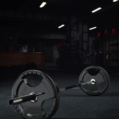 RitFit Olympic Rubber Grip Plates for Barbell, 2-Inch Weight Plates for Weightlifting and Strength Training in Home & Gym, Single, Pair and Sets(2.5/5/10/25/35/45 LB)