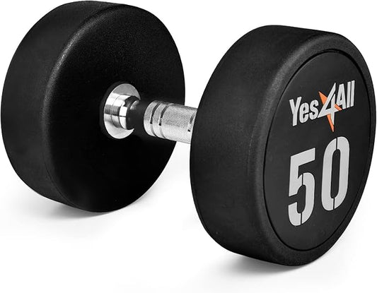 Yes4All Urethane Dumbbell with Anti-Slip Knurled Handle 5-50 LB for Muscle Building - Sold Individually