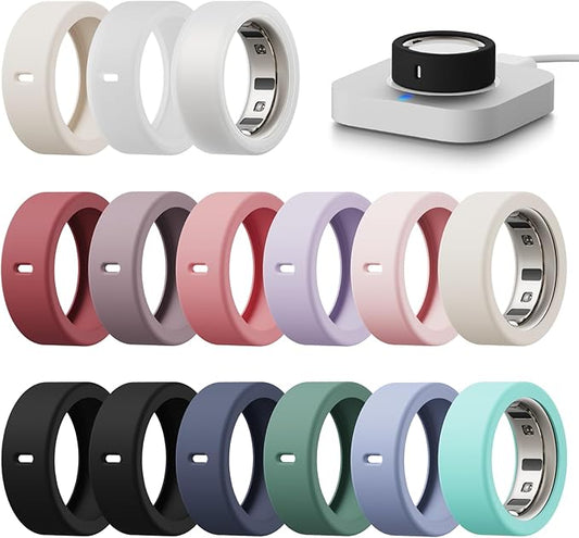 15 Pack Cover Compatible with Oura Ring Gen 4/Gen 3 Horizon/Gen 3 Heritage, Anti-Scratch Silicone Case for Oura Ring Protector for Women Men Working Out Gym, Support Charging with Cover on