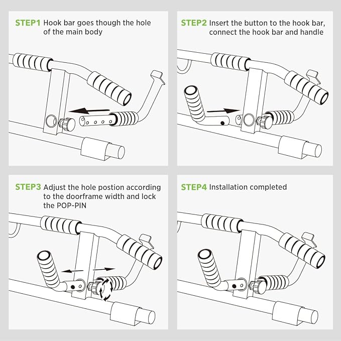 2025 Upgrade Multi-Grip Pull Up Bar with Smart Larger Hooks Technology - USA Original Patent, Designed, Shipped, Warranty