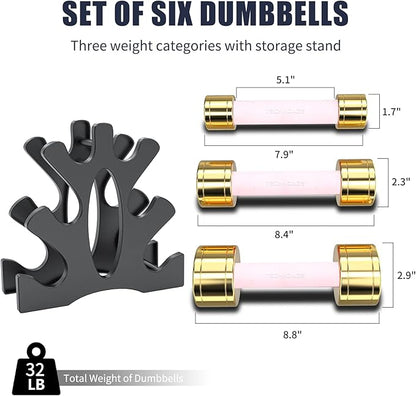 TECHNOAGE Round Dumbbell Sets with Steel Handle, Odorless Neoprene rubber Handle Cover