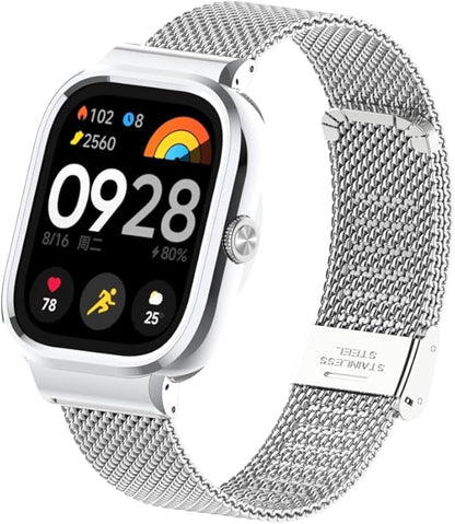 HOPMC Adjustable and Comfortable With Redmi Watch 4 Strap Metal Case 22mm Stainless Steel Mesh Replacement Straps for Redmi Smartwatch 4