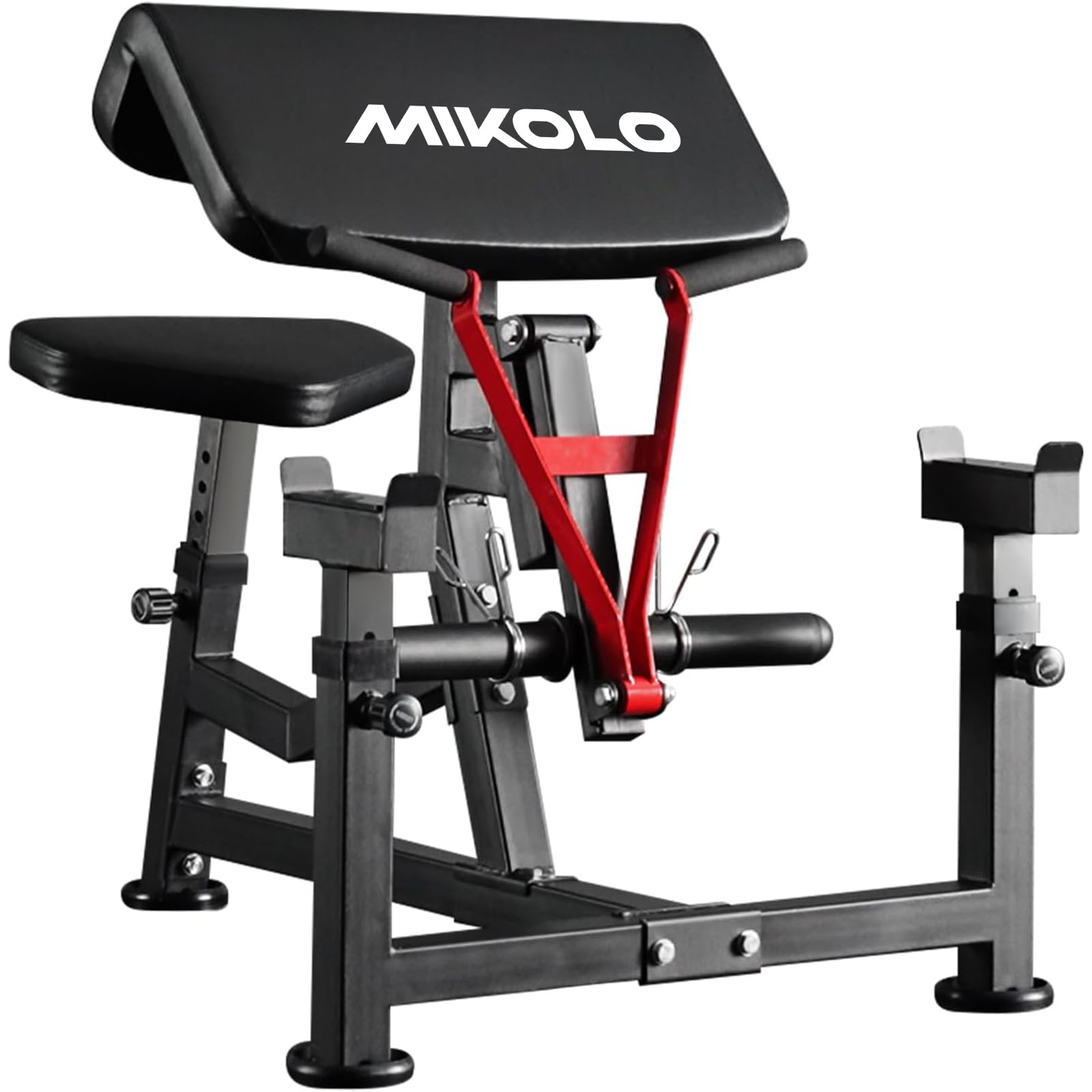 Mikolo Preacher Curl Bench, Plate Loaded Bicep Curl Machine, Bicep Workout Equipment，2 in 1 Arm