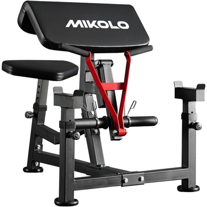 Mikolo Preacher Curl Bench, Plate Loaded Bicep Curl Machine, Bicep Workout Equipment，2 in 1 Arm